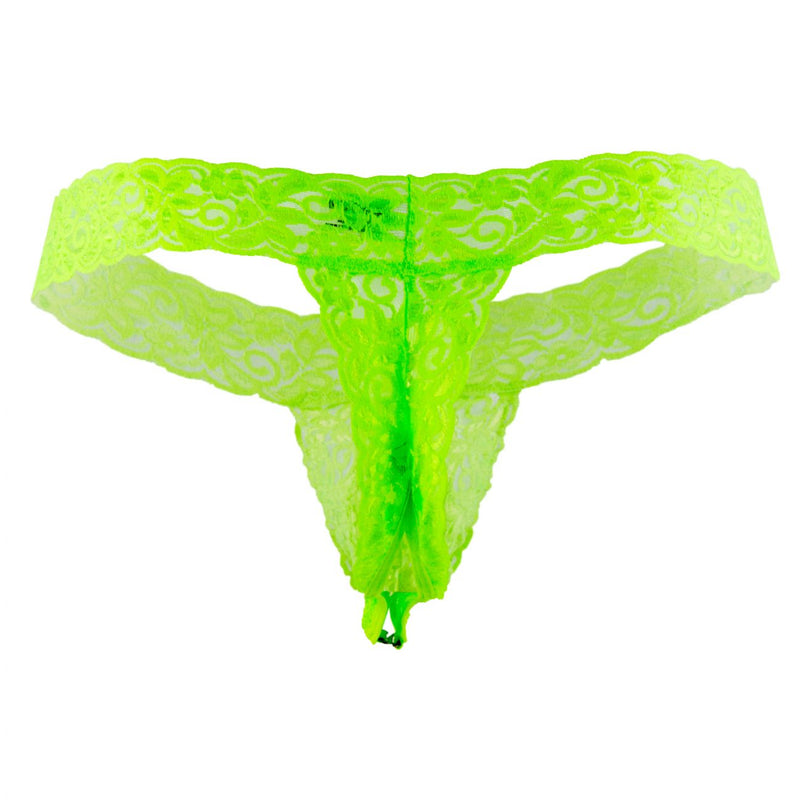 CandyMan 99315X Peek a Boo Lace Thongs Color Hot Green