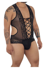 CandyMan 99557X Mesh-Lace Bodysuit Color Black