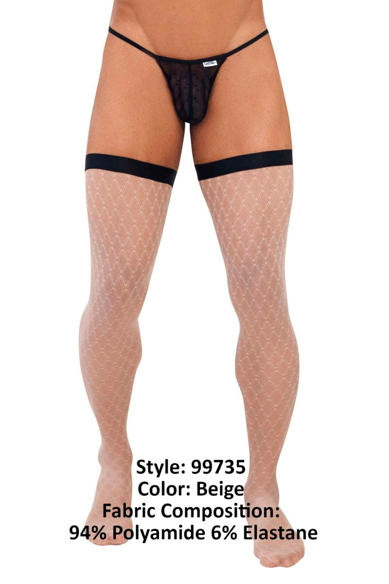 CandyMan 99735 Mesh Thigh Highs Color Beige