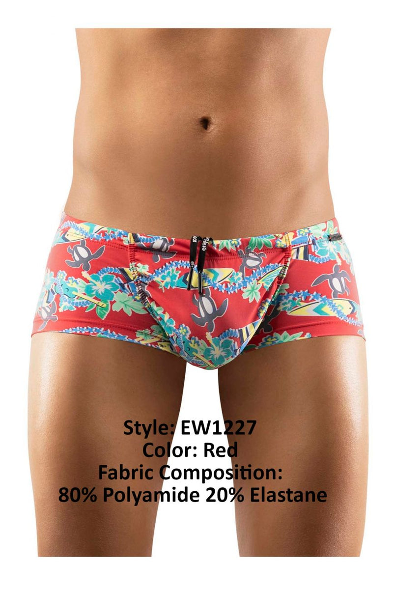 ErgoWear EW1227 FEEL SW Swim Trunks Color Red