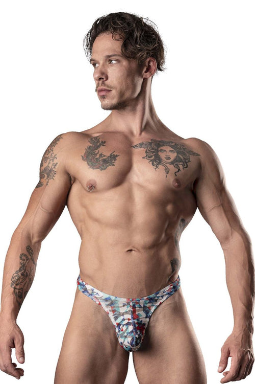 Male Power 431-293 Your Lace Or Mine Bong Thong Color Red-White-Blue