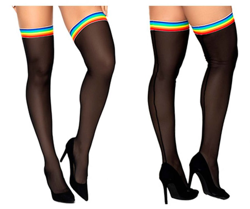 Mapale 1100 Mesh Thigh Highs Color Black-Rainbow
