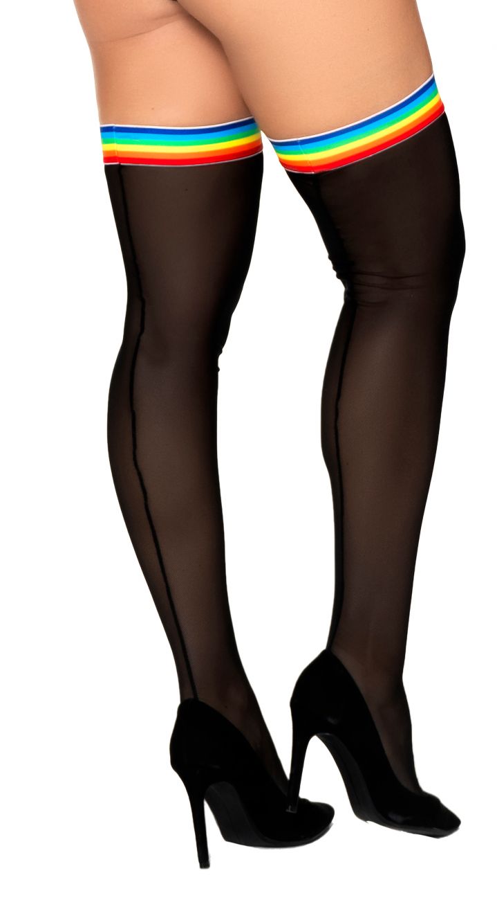 Mapale 1100 Mesh Thigh Highs Color Black-Rainbow