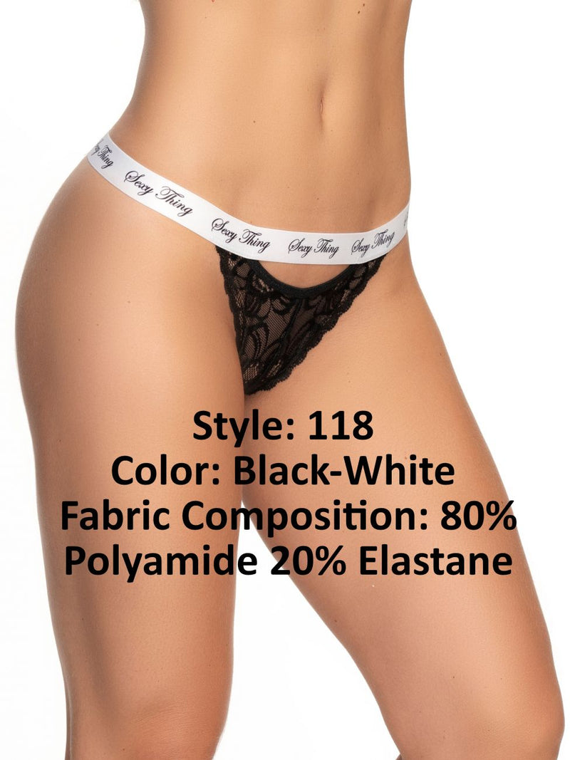 Mapale 118 Lace Keyhole Panty Color Black-White