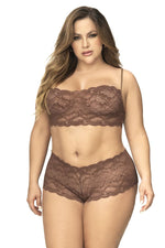 Mapale 206X Panty and Top Lace Set Color Cocoa