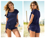Mapale 5736 Loose Fit Romper with Drawstring on the Sides Color Navy