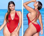 Mapale 6656X Ribbed One Piece Swimsuit Color Shimmery Red