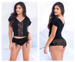 Mapale 7317 Top and Cheeky Bottoms Pajama Set Color Black
