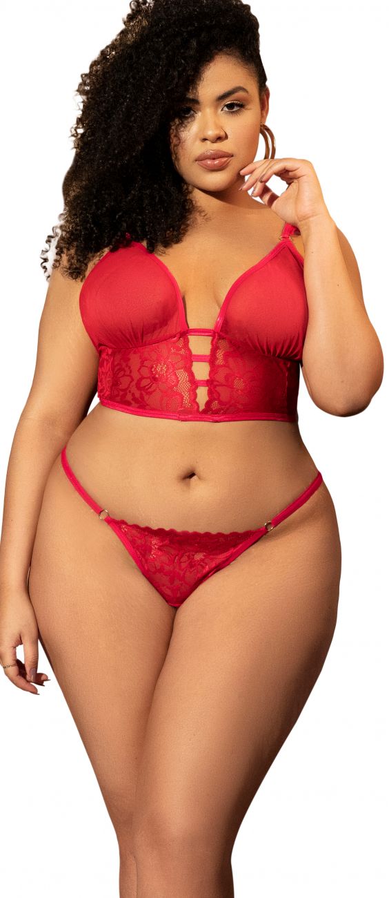 Mapale 7386X Two in One Babydoll and Two Piece Set Color Red