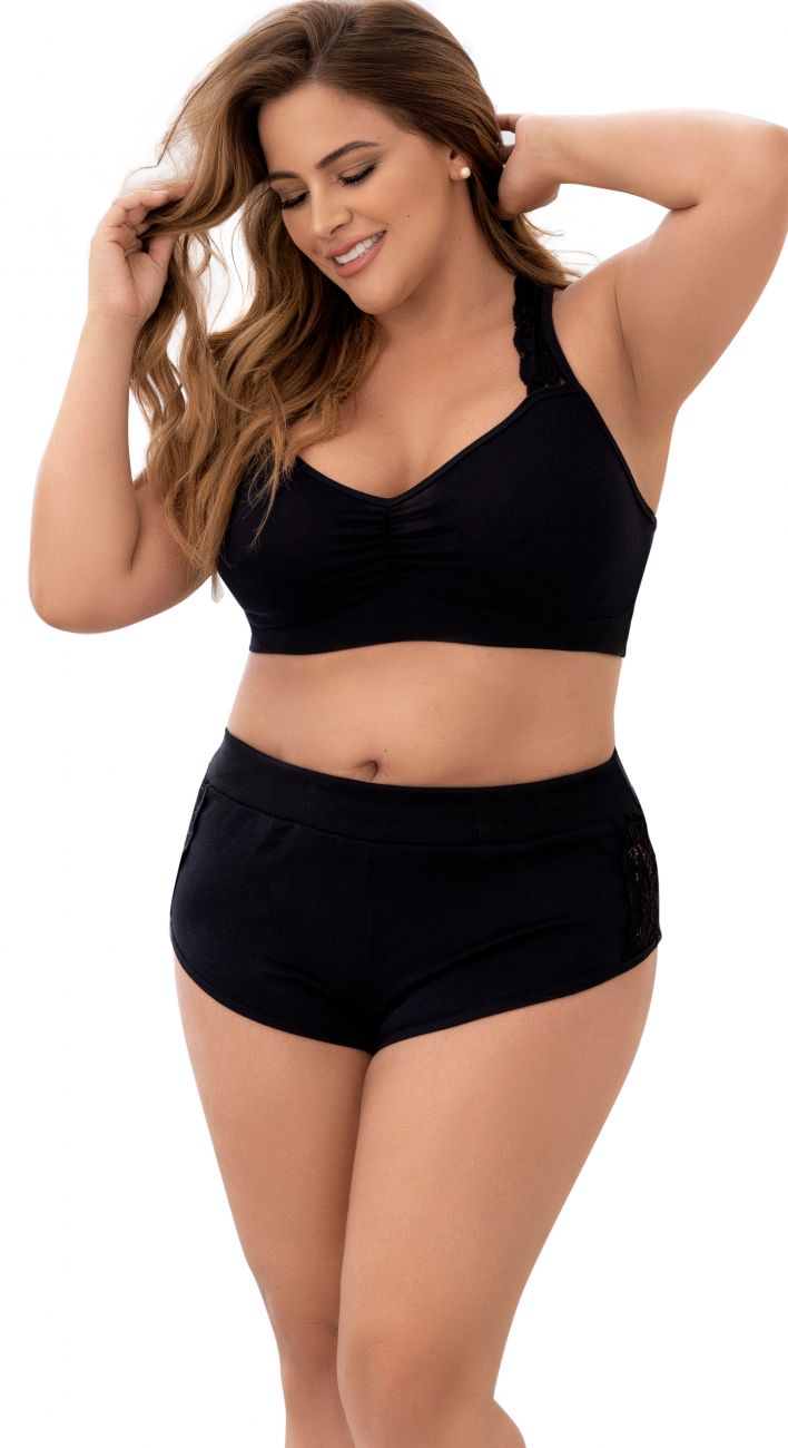 Mapale 7389X Two Piece Pajama Set. Top and Shorts Color Black