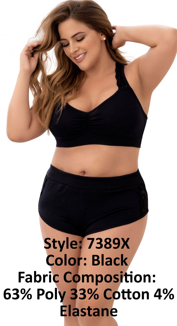 Mapale 7389X Two Piece Pajama Set. Top and Shorts Color Black