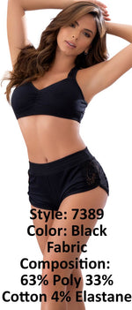 Mapale 7389 Two Piece Pajama Set. Top and Shorts Color Black
