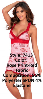Mapale 7413 Sleep Chemise Color Rose Print-Red
