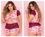 Mapale 7414X Two Piece Pajama Set. Top and Shorts Color Rose-Burgundy