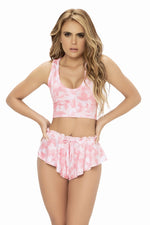 Mapale 7462 Two Piece Pajama Set Top and Shorts Color Pink Tie Dye