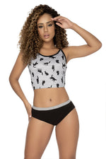 Mapale 7468 Two Piece Pajama Set Top and Cheeky Bottoms Color Black-Gray