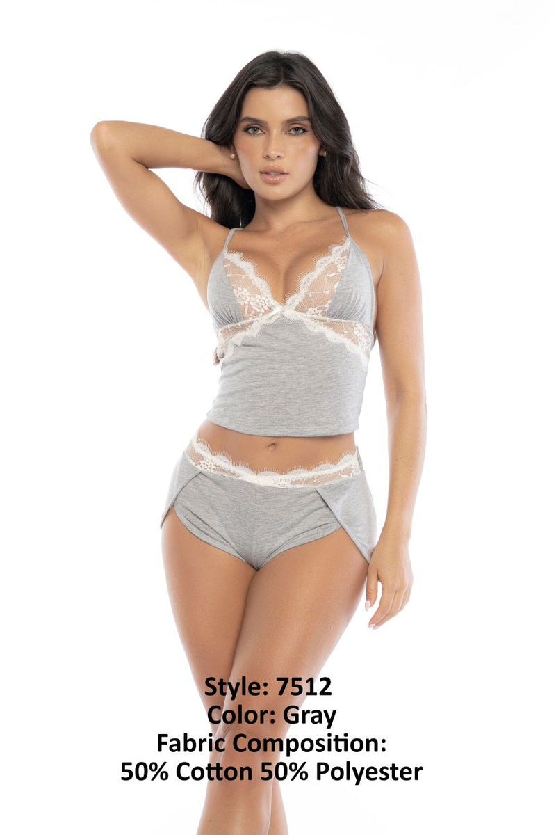 Mapale 7512 Two Piece Pajama Set Top and Shorts Color Gray