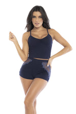 Mapale 7516 Two Piece Pajama Set Top and Shorts Color Navy
