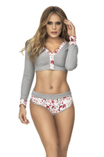 Mapale 7532 Two Piece Pajama Set Top and Shorts Color Holiday Print