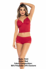 Mapale 7533 Two Piece Pajama Set Top and Shorts Color Red
