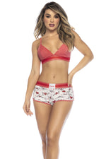 Mapale 7536 Two Piece Pajama Set Top and Shorts Color Coral-Love Print