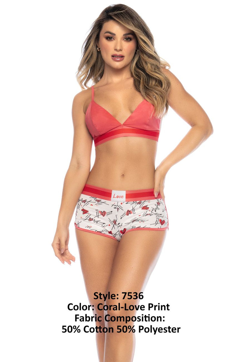 Mapale 7536 Two Piece Pajama Set Top and Shorts Color Coral-Love Print –  D.U.A.