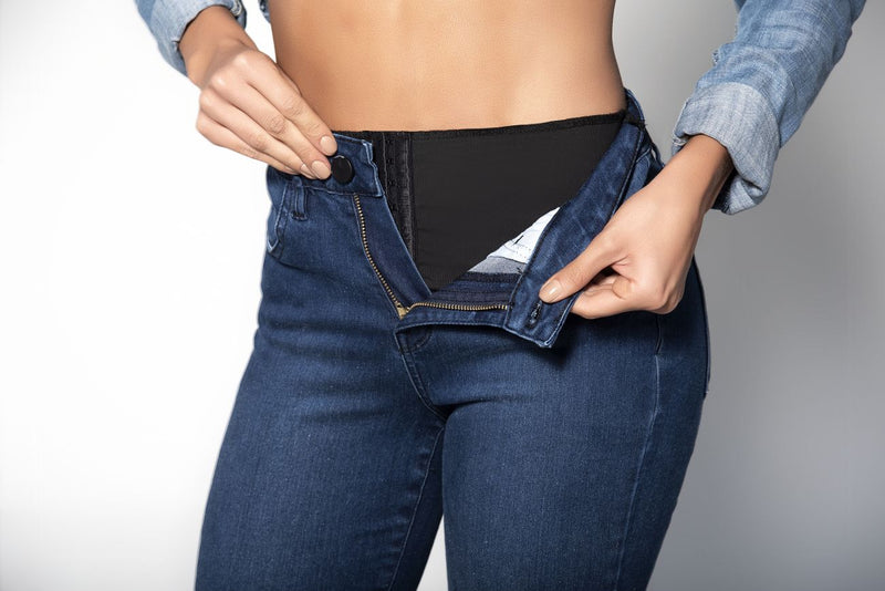 Mapale D1912 Butt Lifting Jeans with Body Shaper (Shaper has two hook Adjustments) Color Blue