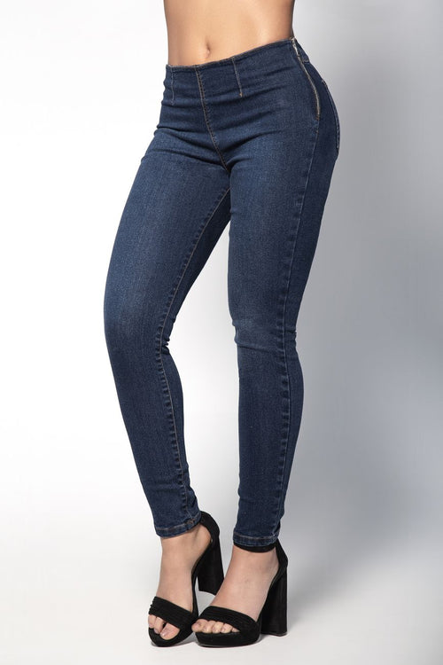 Mapale D1914 Butt Lifting Jeans with Side Zipper Color Blue