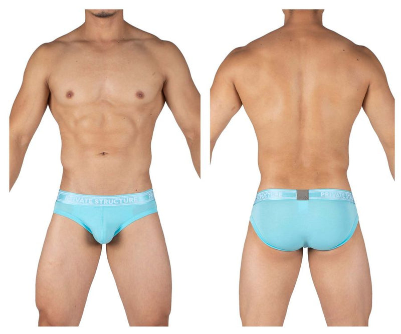 Private Structure PBUT4378 Bamboo Mid Waist Mini Briefs Color Bright Cyan
