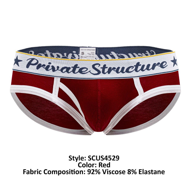Private Structure SCUS4529 Classic Mid Waist Mini Briefs Color Red
