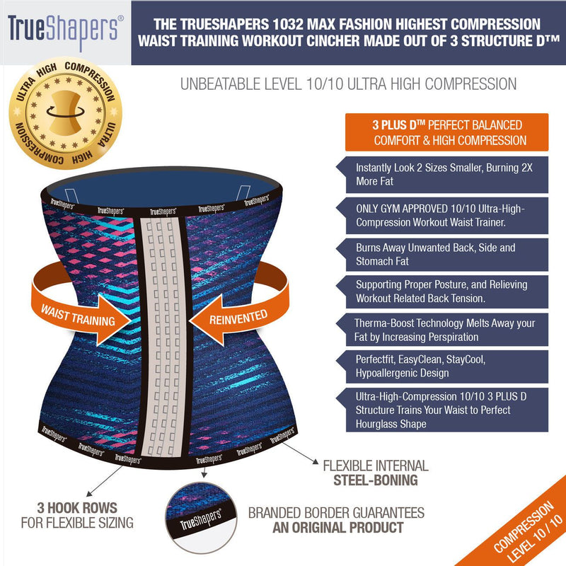 TRUESHAPERS 1032 Latex kostenloses Training Taille Training Cincher Farbe 06-Druck Plus
