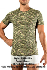 Doreanse 2560-prn camouflage t-shirt kleur groen