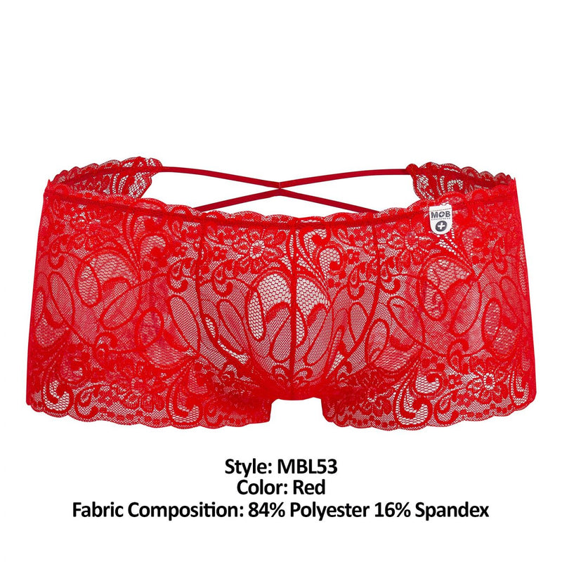 MaleBasics MBL53 Lace Trunks Color Red
