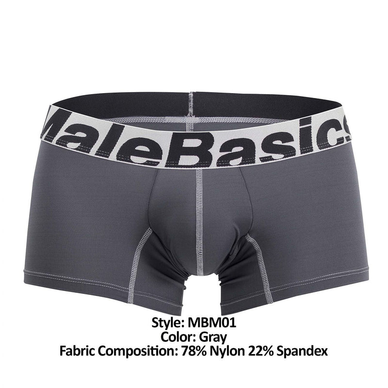 MaleBasics MBM01 Performance Boxer Briefs Color Gray
