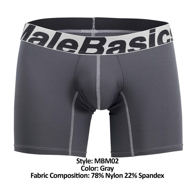 MaleBasics MBM02 Performance Boxer Briefs Color Gray