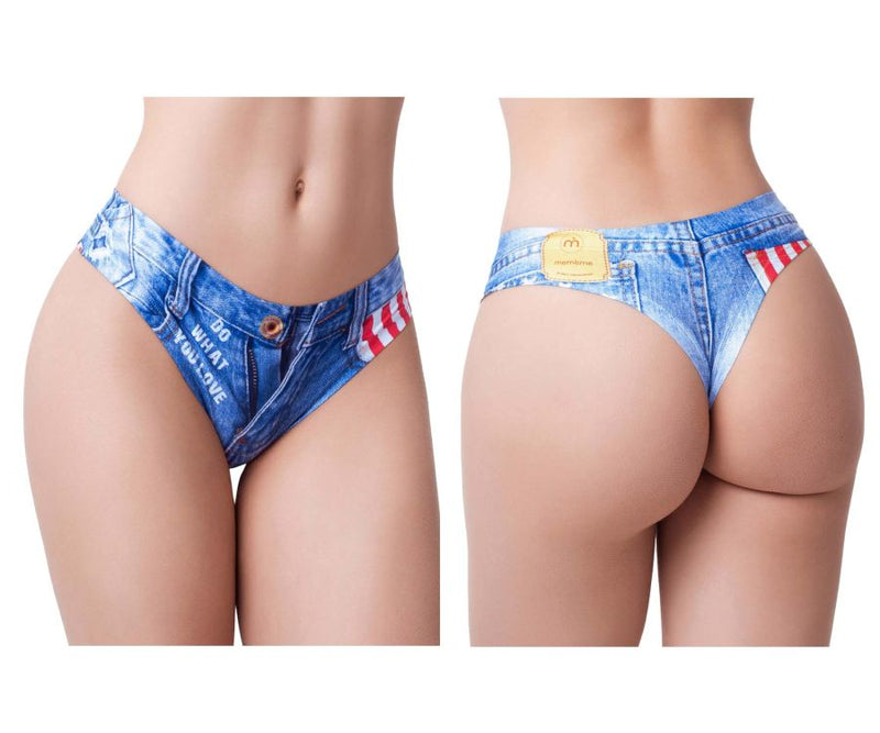 Mememe DBA-2 Denim Booty Thongs Farbe Jeans Amerikanische Flagge
