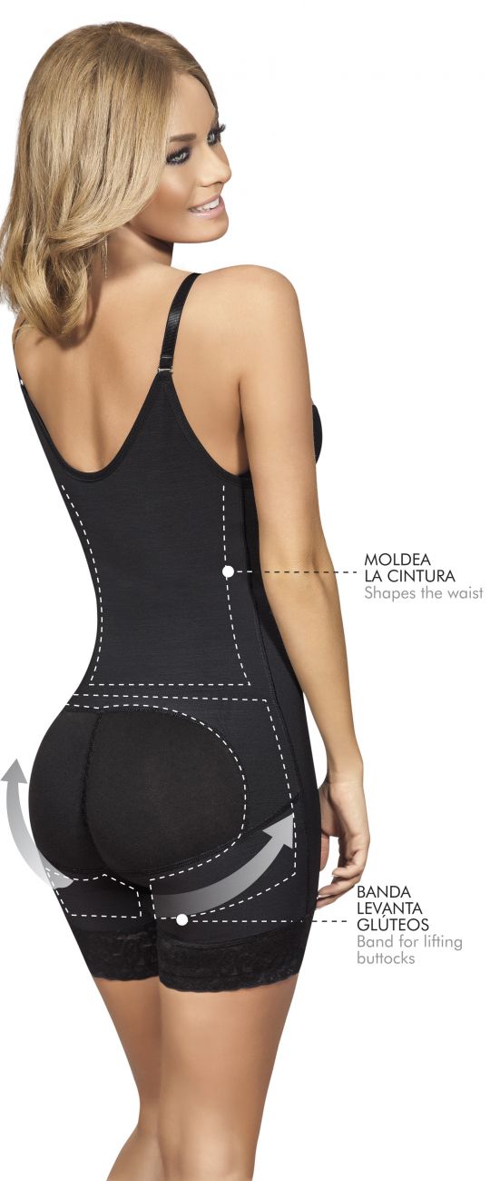 Moldeate 5050 Open Bust Push up and Butt Lifter Body Shaper Front Zipper Color Black