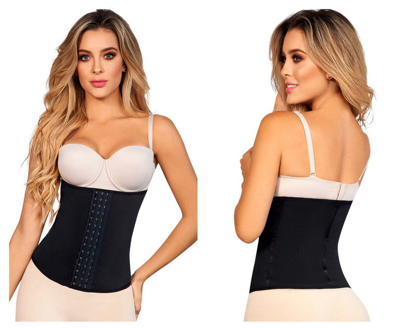 Moldeate 8026 Latex Waist Trainer 3 Row Hook and Eye Closure Color Black