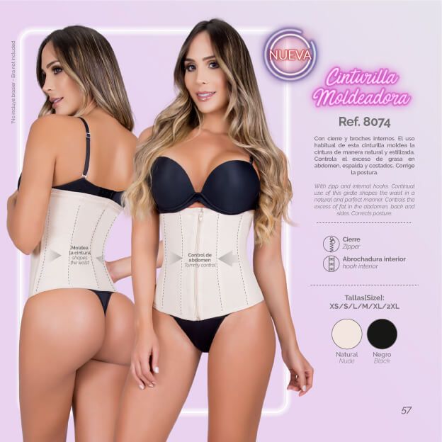 Moldeate 8074 Powernet Waist Trainer 3 Row Hook and Eye Closure Color Beige