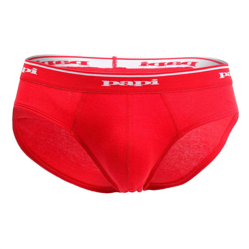 Papi 554101-999 3PK 1X1 Rib Low Rise Brief Color Black-Red-Turquoise