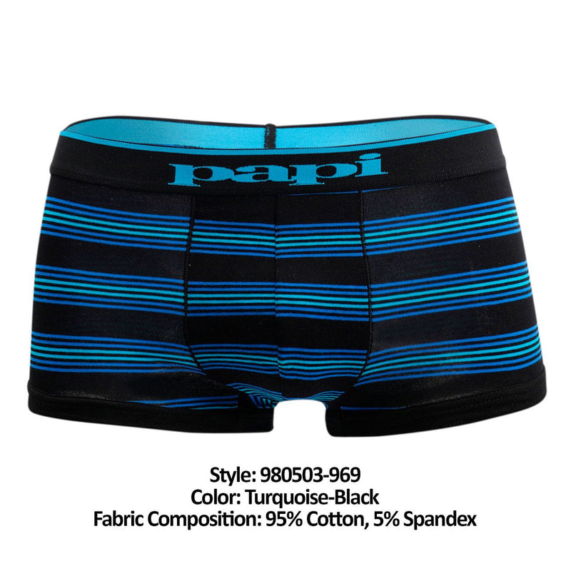 Papi 980503-969 3PK Cotton Stretch Brazilian Yarndye Band Stripe Color Turquoise-Black