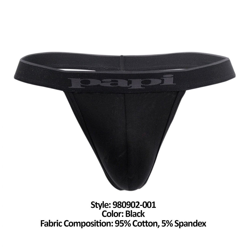 Papi 980902-001 3PK Cotton Stretch Thong Color Black