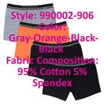 Papi 990002-906 4PK Boxer Briefs Color Gray-Orange-Black-Black
