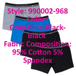 Papi 990002-968 4PK Boxer Briefs Color Gray-Blue-Black-Black