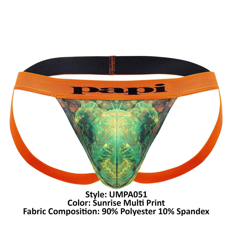 Papi UMPA051 Fashion Microflex Brazilian Jockstrap Color Sunrise Multi Print