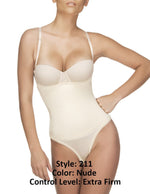 Vedette 211 Nadine strapless bodysuit in stringkleur nude