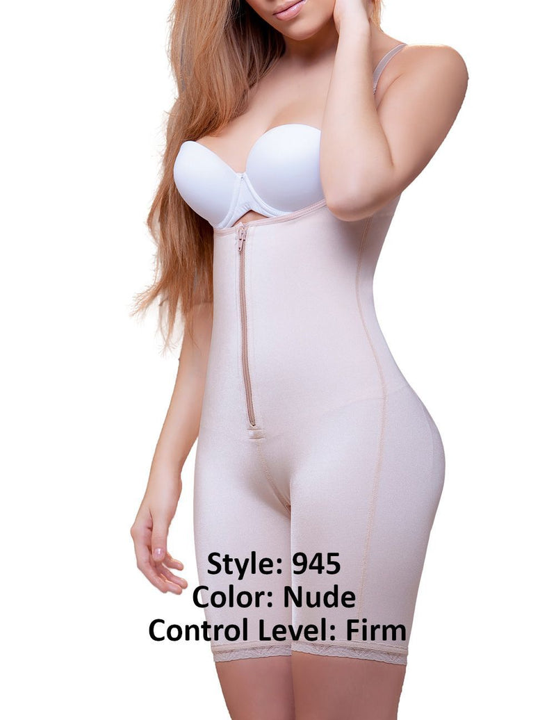 Vedette 945 Jiselle Mid Thigh Full Body w/Front Zipper Color Nude